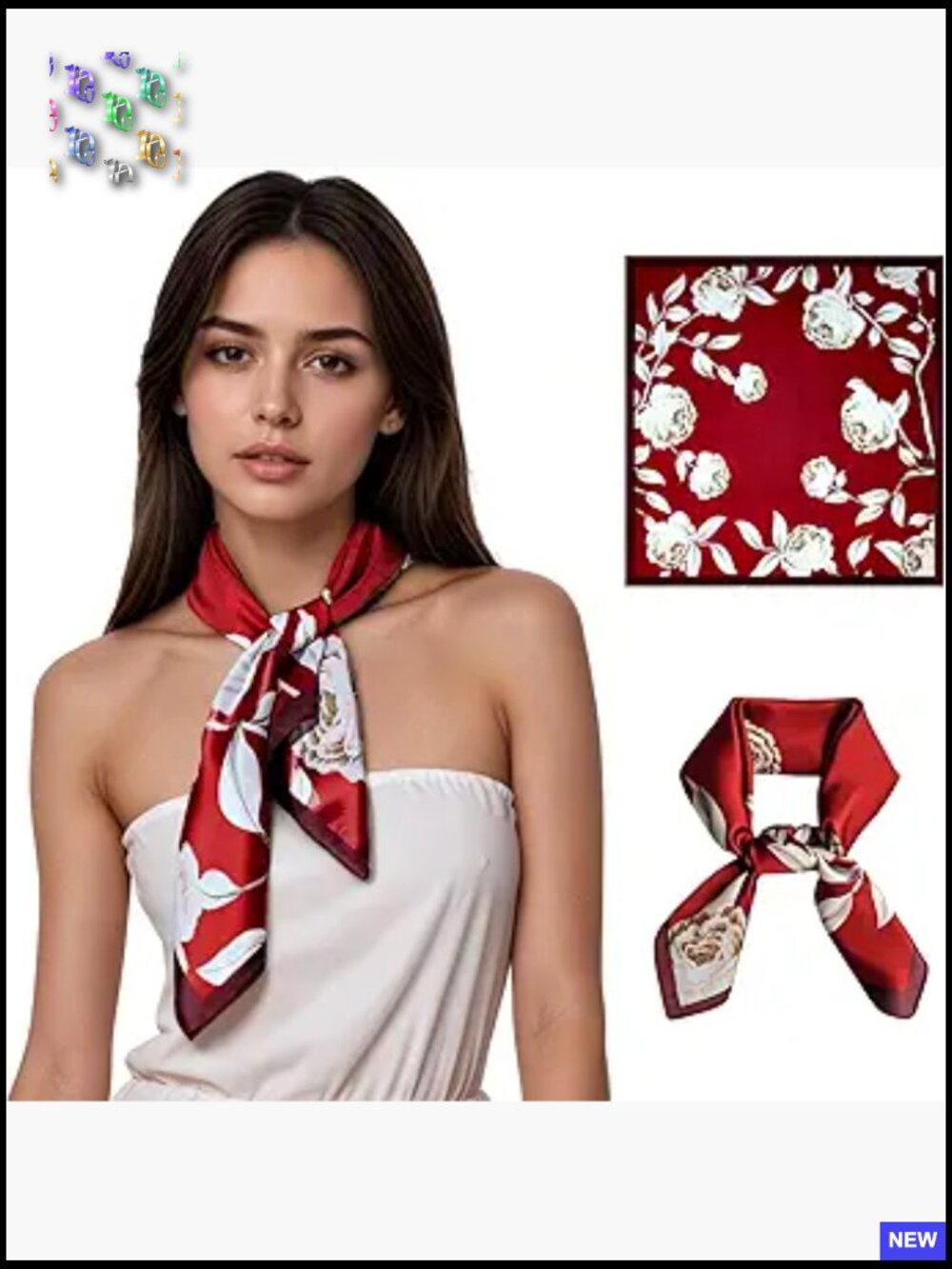 Printed Satin Silk-Like Square Head Scarf Hair Bandana Women Versatile Accessory